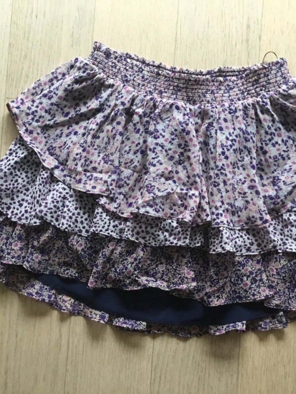 Joie Tiered Floral Ruffle Silk Skirt Cottagecore Purple (Size S)